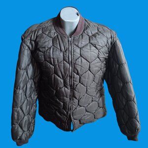 Vintage Quilted Hunting Jacket Large Bomber Waffle Lined Thermal Twins Samco 70s
